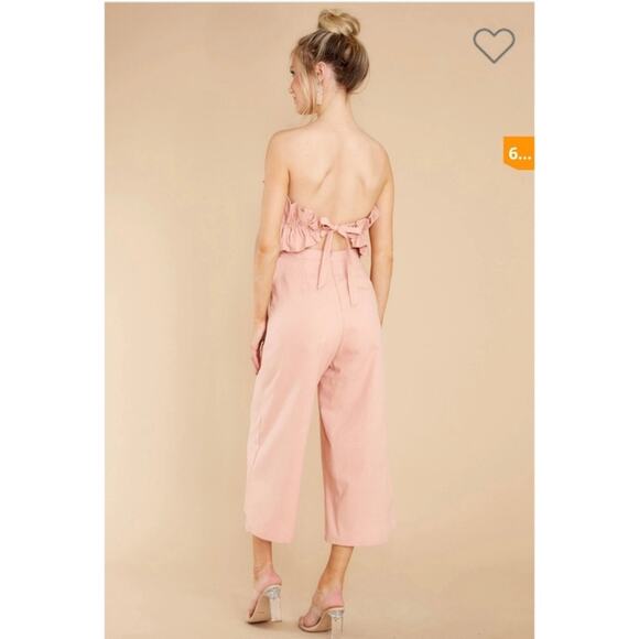 Saints + Secrets Strapless Cropped Linen Jumpsuit - Pink - Small - Picture 10 of 16
